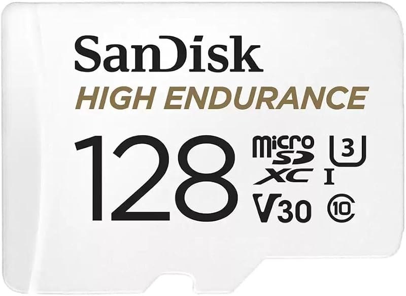 SANDISK 128GB High Endurance Video microSDXC Card with Adapter for dash cam and home monitoring systems - C10, U3