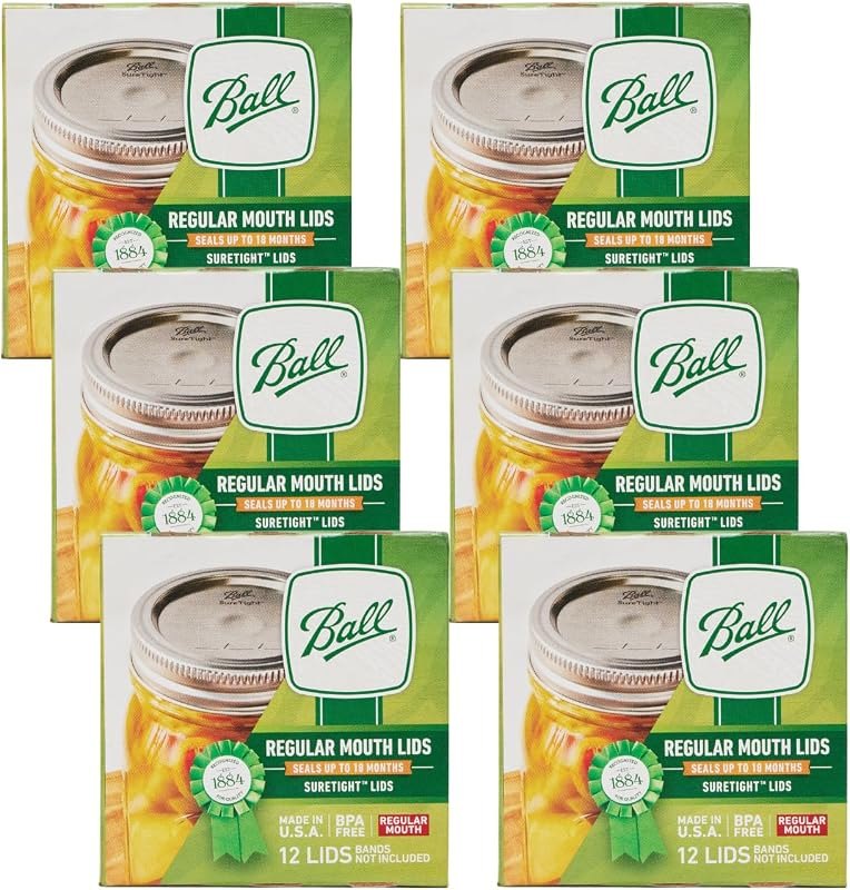 Ball Mason Jar Lids, Regular Mouth, 12 CT (Pack of 6) — mason jar lids regular mouth heavy d for mason jar lids