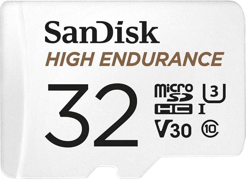 SANDISK 32GB High Endurance Video microSDHC Card with Adapter for dash cam and home monitoring systems - C10, U3, V30