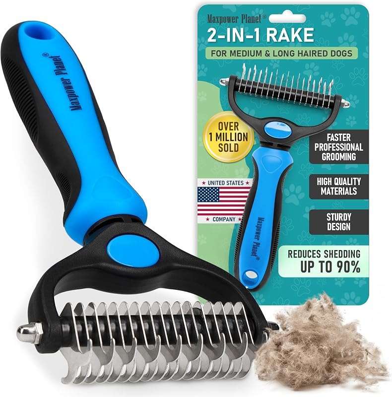 Maxpower Planet Dog Grooming Rake, Deshedding Undercoat Brush, Dogs & Cats — deshed for best dog accessories