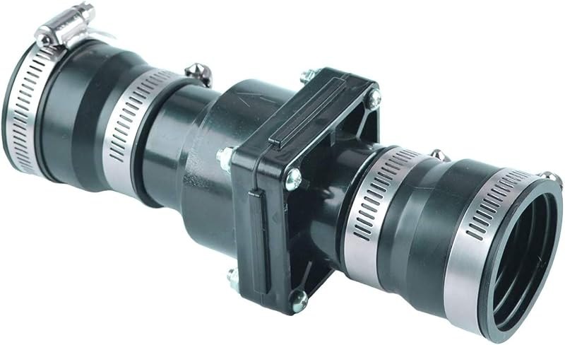 Hydro Master Plastic Sump Pump Check Valve with Stainless Steel Clamps for 1-1/2 inch or 1-1/4 inch — sump check valve