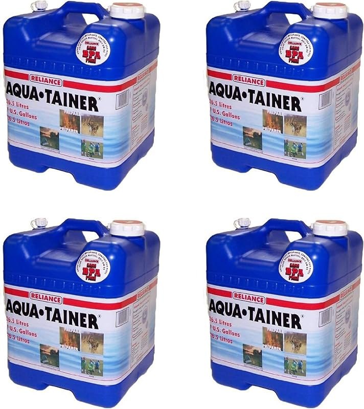 Reliance Products Aqua Tainer 7 Gallon Drinking Water Storage Container Tank (4 Pack) — water storage container 5