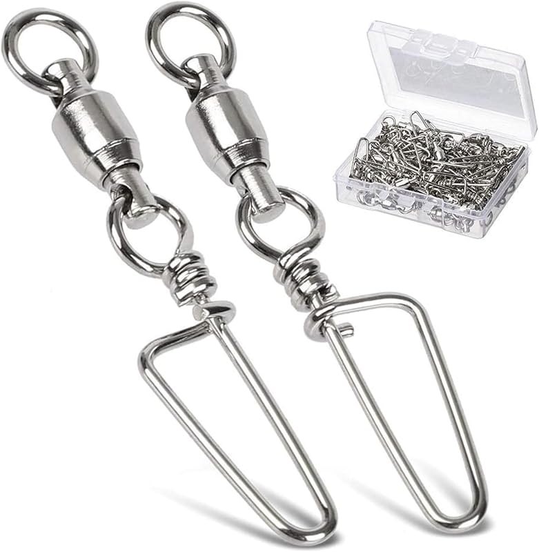 AMYSPORTS High Strength Fishing Snap Swivels - Stainless Steel Ball Bearing Swivels - Saltwater & Freshwater Fishing —