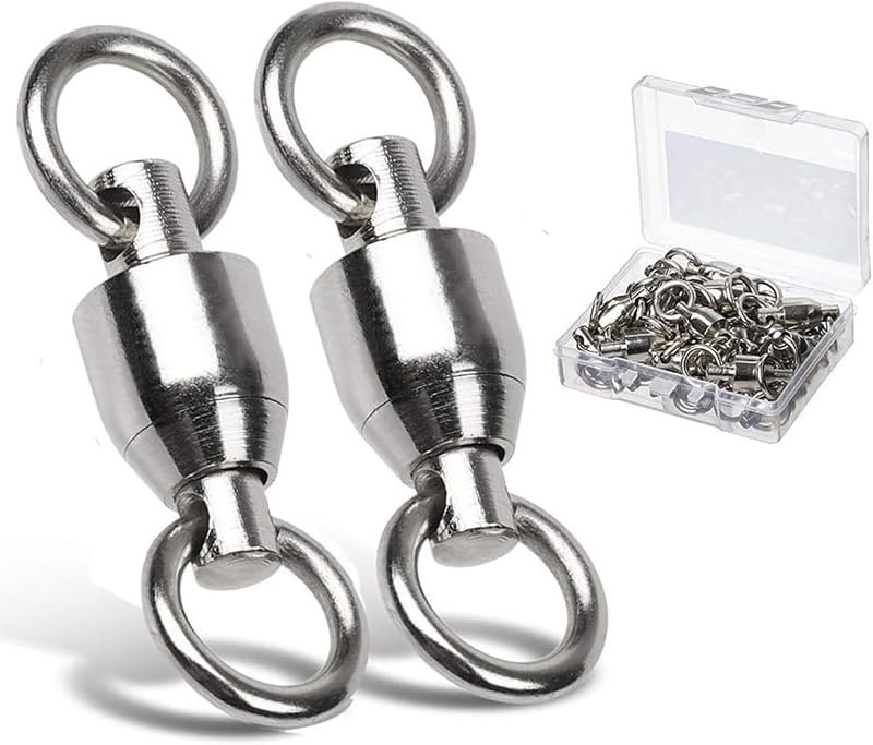 AMYSPORTS Ball Bearing Swivels Connector High Strength Stainless Steel Solid Welded Rings Barrel Swivels Saltwater