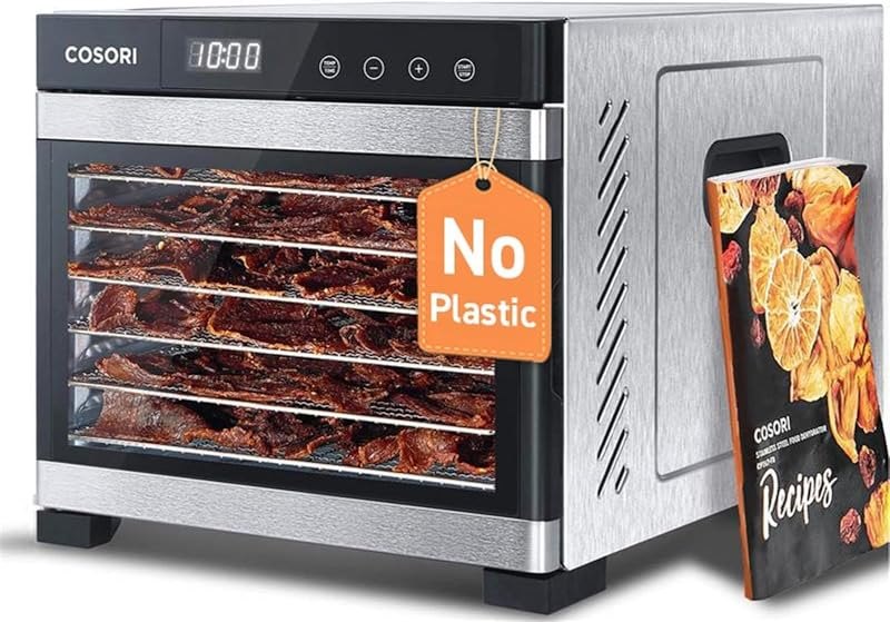 Food Dehydrator, 6 Stainless Steel Trays with 6.5 ft² Drying Space