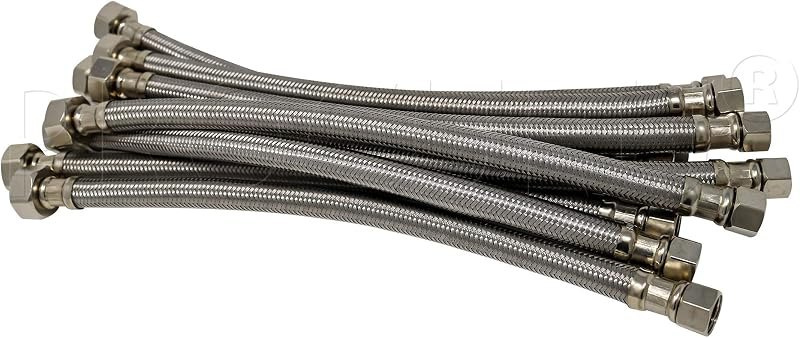 [10-Pack] PROCURU 16-Inch x 3/8" Comp x 1/2" FIP Faucet Hose Connector, Stainless Steel Braided Supply Line, Certified