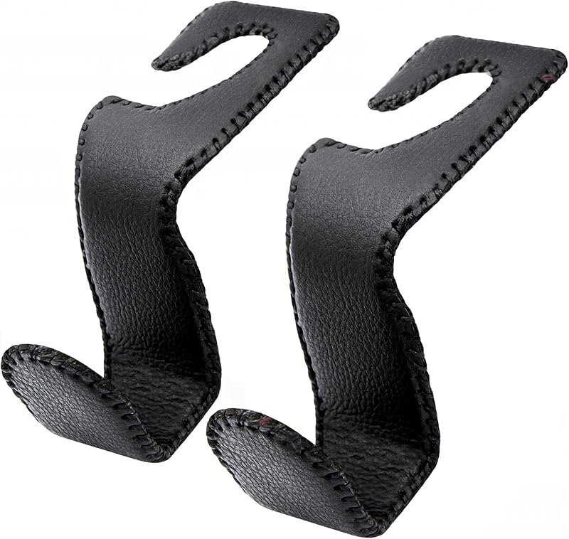 EldHus Headrest Hooks for Purses and Bags, 2 Pack Car Seat Hooks for Grocery Bag Handbag, Metal Car Purse Holder