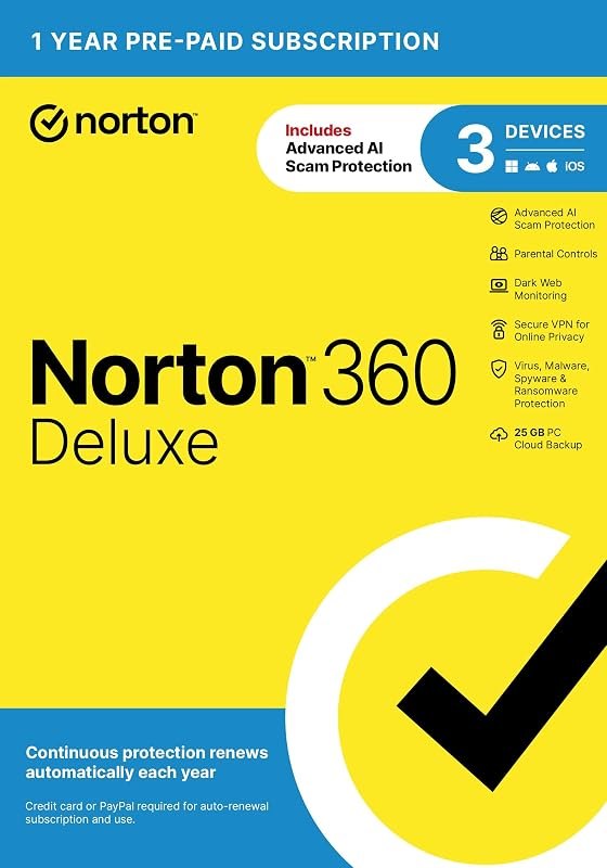Norton 360 Deluxe, Antivirus software for 3 Devices with Auto-Renewal — Maintenance tools like antivirus sca for