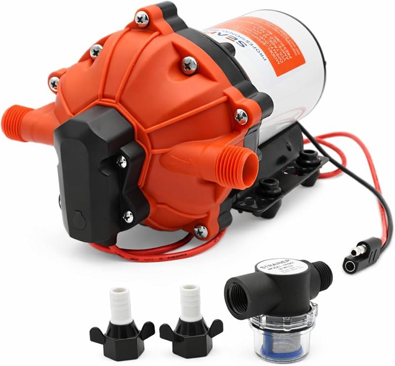 SEAFLO 55 Series 12V RV Water Pump 5.5 GPM 60 PSI Diaphragm Pump Heavy Duty Pressure Switch Built In Bypass Self