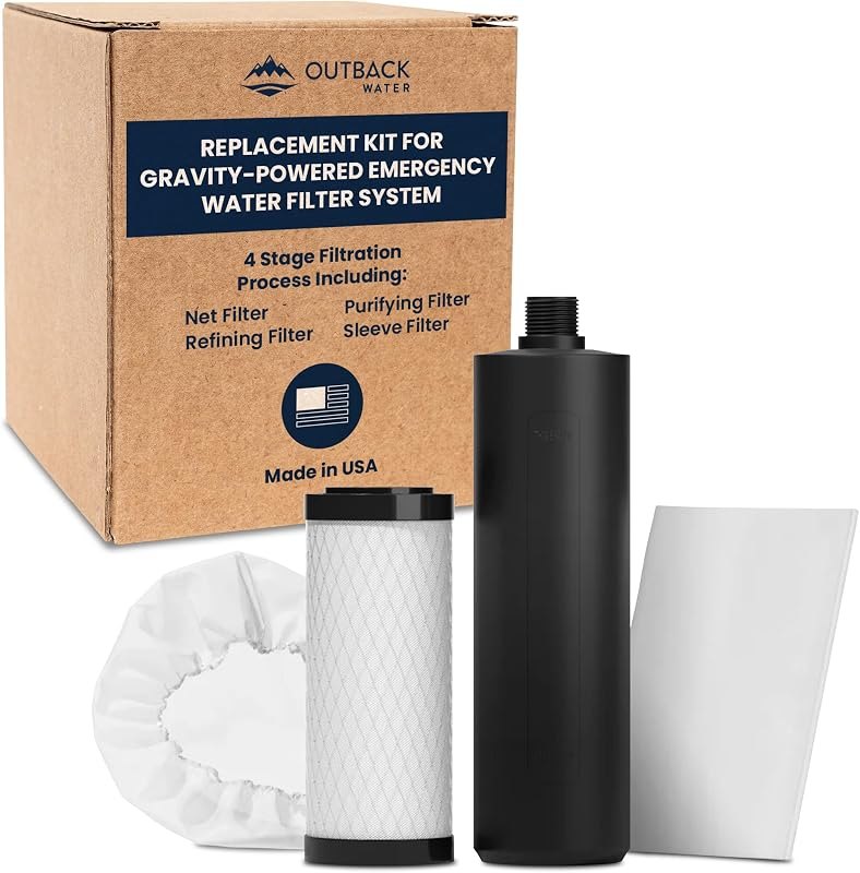 Outback Water Filter Replacement Kit, Gravity-Fed Emergency Drinking System — Off Grid replacement for off grid kit