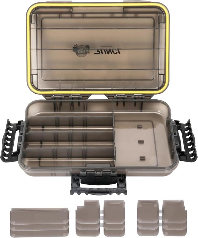 RUNCL Fishing Tackle Box, Waterproof Tray for Jigs Lures, Thicker Floating Tackle Utility Box with Adjustable