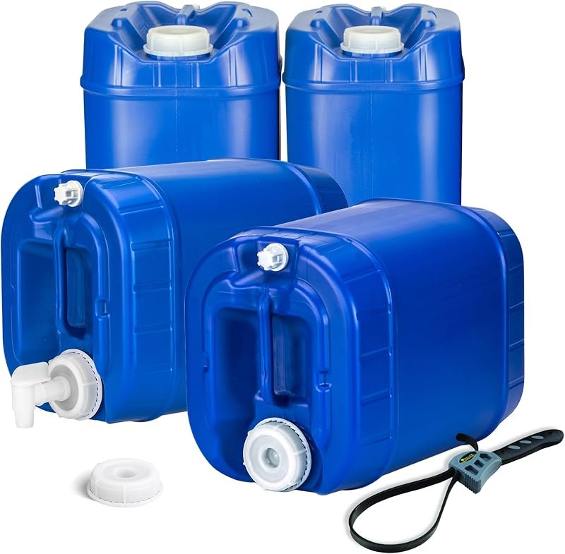 5-Gallon Stackable Water Storage Containers, 4-Pack — best water storage container 5 gallo for water storage container
