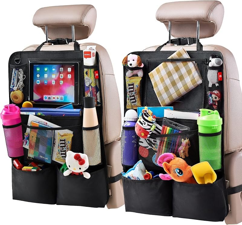 Helteko Backseat Car Organizer, Kick Mats Back Seat Protector with Touch Screen Tablet Holder, Back Seat Organizer for