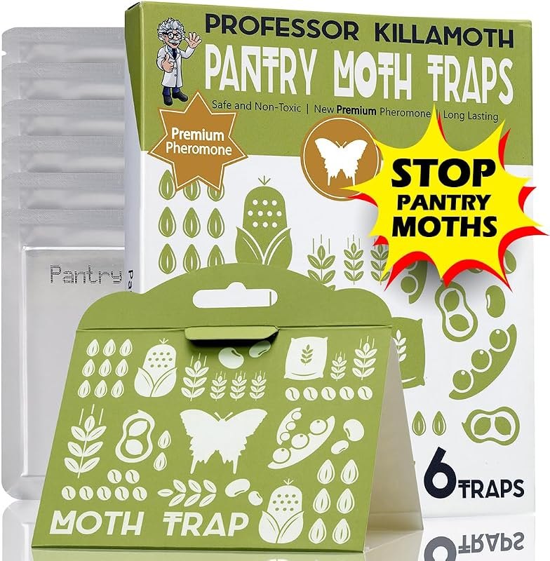 Professor Killamoth Pantry Moth Traps with Pheromones - 6 Sticky Glue Traps