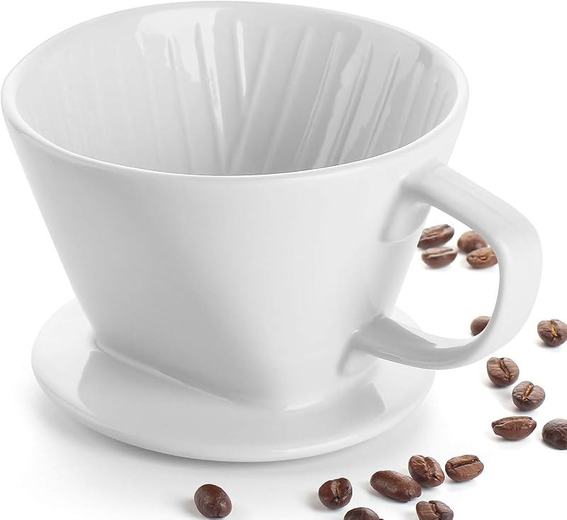 DOWAN Pour Over Coffee Maker, Non-Electric Pour Over Coffee Dripper, Manual Brew Maker, Single Cups Porcelain Slow