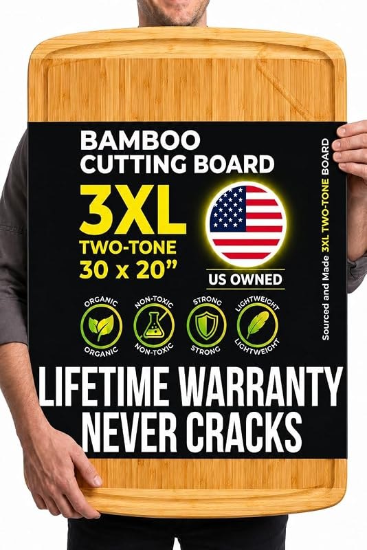 ENORMOUS 30 x 20 Organic Extra Large Cutting Board with Lifetime Replacements — cutting board for best chef knife best