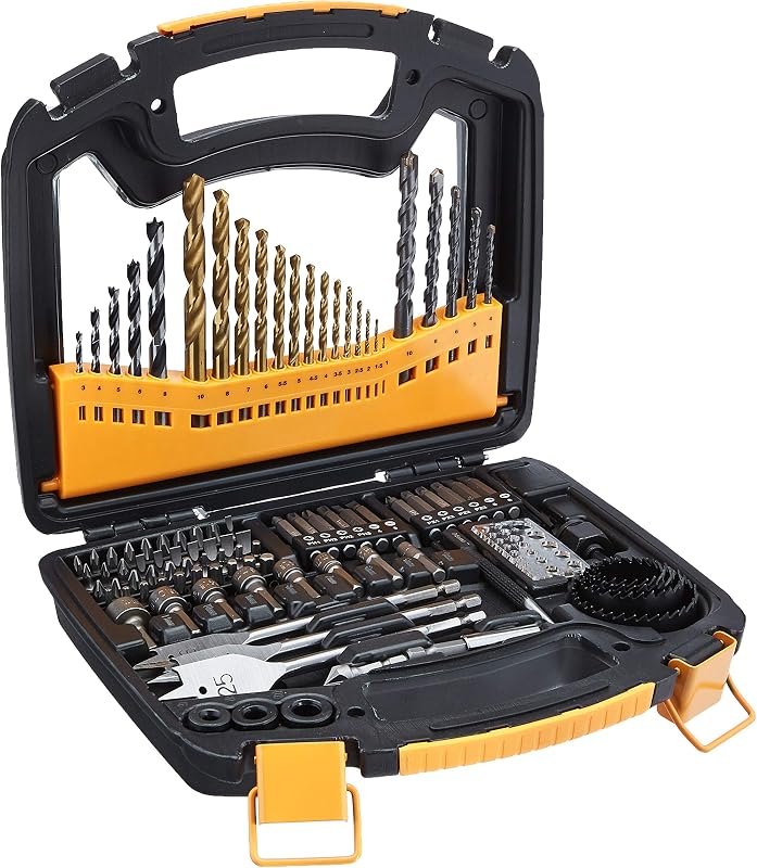 Amazon Basics Drill & Driver Multi Bit Set, Alloy Steel Drill Bits for Metal, Wood, Plastic, Masonry, with Storage