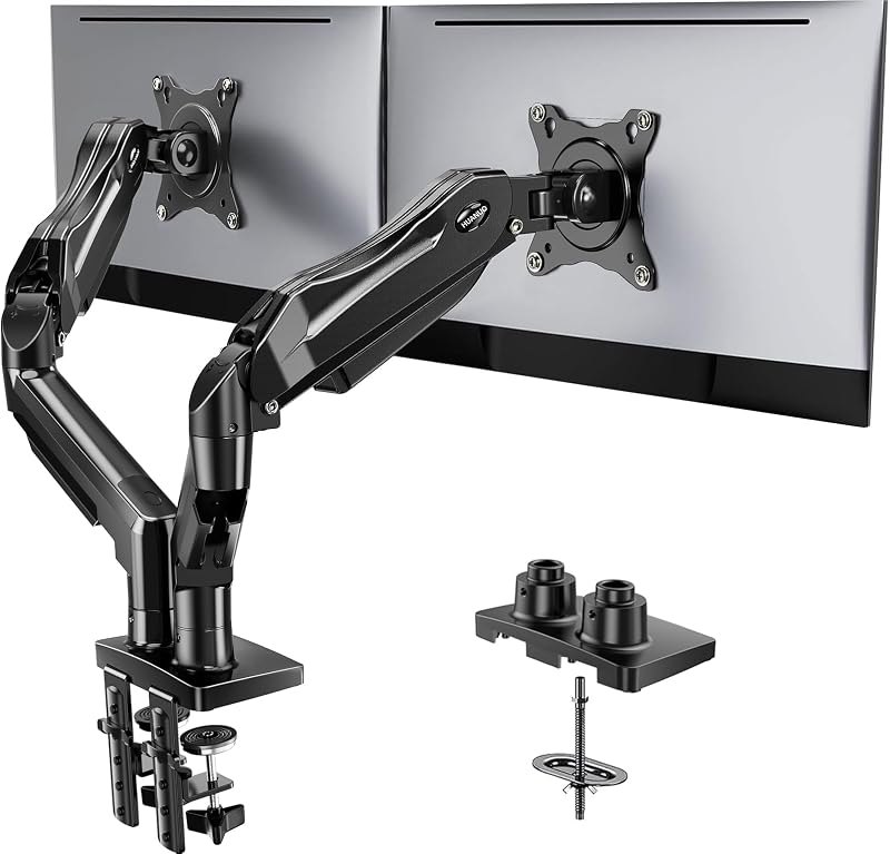 HUANUO FlowLift™ Dual Monitor Stand, Fully Adjustable Gaming Monitor Desk Mount for 13 — monitor arm for best standing