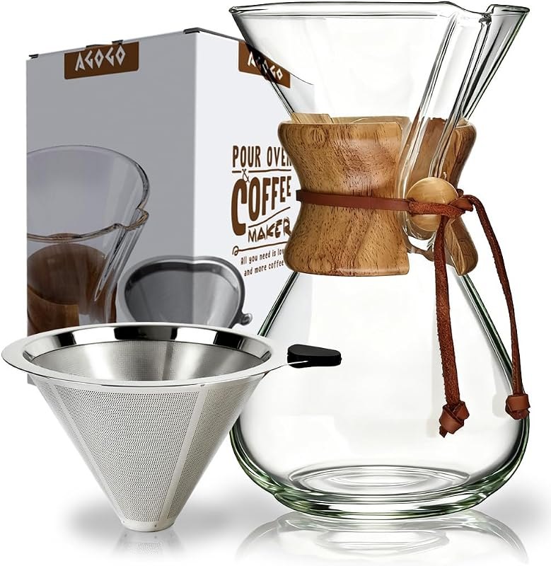 AGOGO Pour Over Coffee Maker Set, 34oz Classic Style, 304 Stainless Filter — Coffee for home for coffee kit