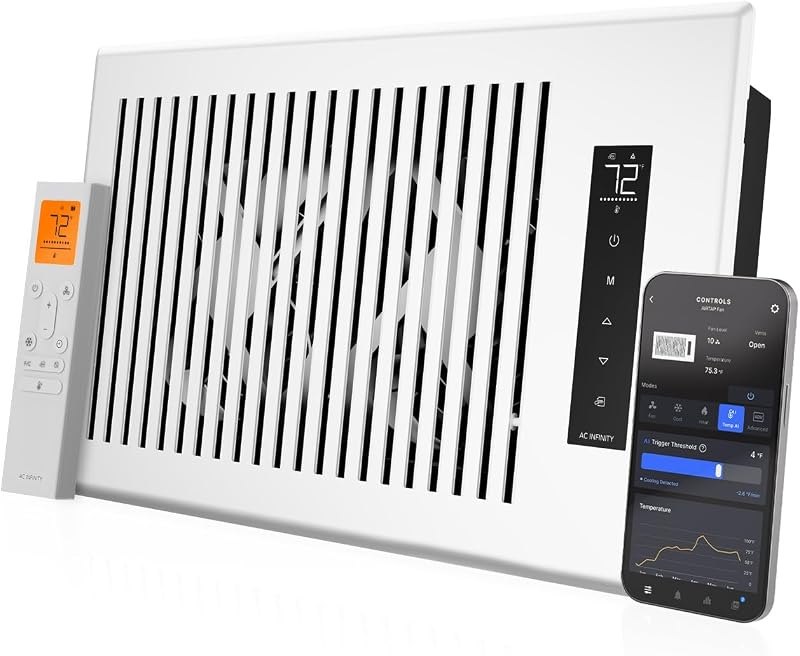 AC Infinity AIRTAP T6, White Register Booster Fan for 6”x10” Openings