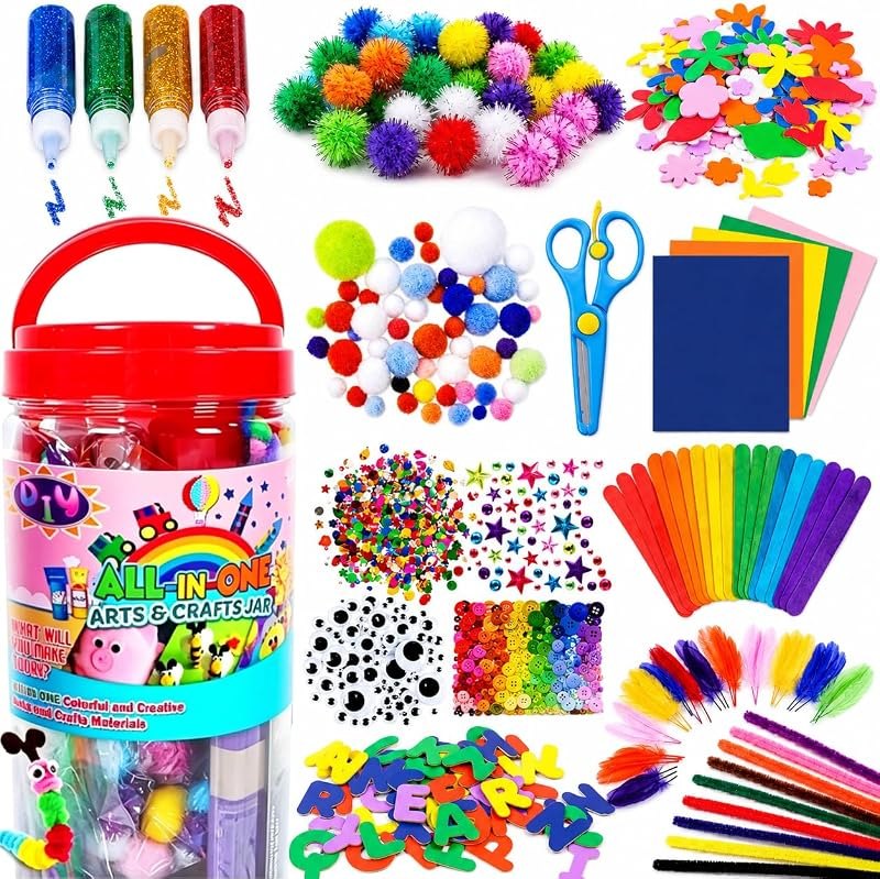 FUNZBO Arts and Crafts Supplies for Kids - Toddler DIY School Craft Set — Craft kit for craft kit