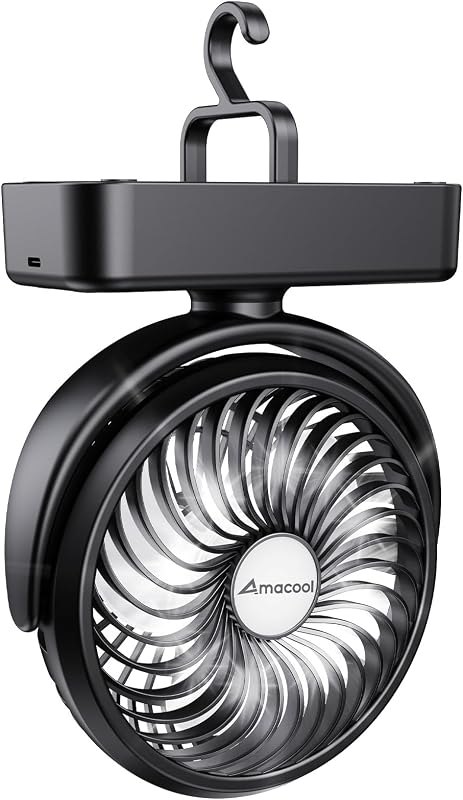 AMACOOL Portable Camping Fan with LED Lantern- 40H Work Time Rechargeable — lantern fan for best camping lantern best