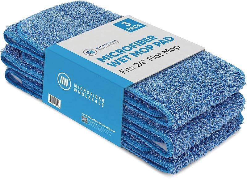 Microfiber Wholesale 24 inch Microfiber Mop Pads - Machine Washable, Reusable, Refills & Replacement Wet Mop Heads