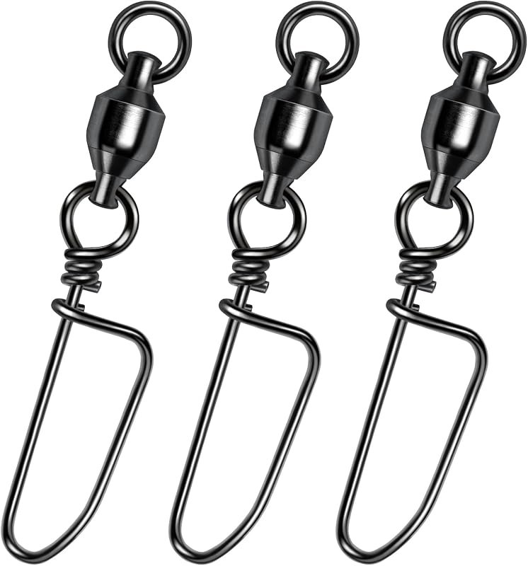 Alwonder 20-Pack Ball Bearing Swivels with Snaps, Fishing Snap Swivels Fishing Tackle Saltwater Freshwater Coastlock