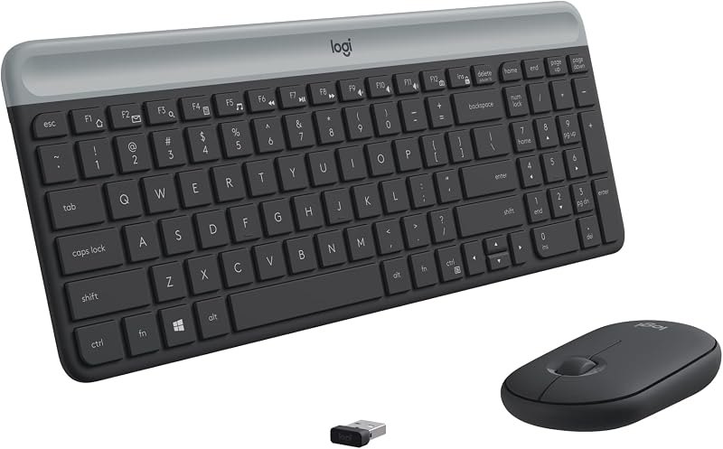 Logitech MK470 Slim Wireless Combo Compact Keyboard and Mouse - Graphite — silent brown for best quiet mechanical