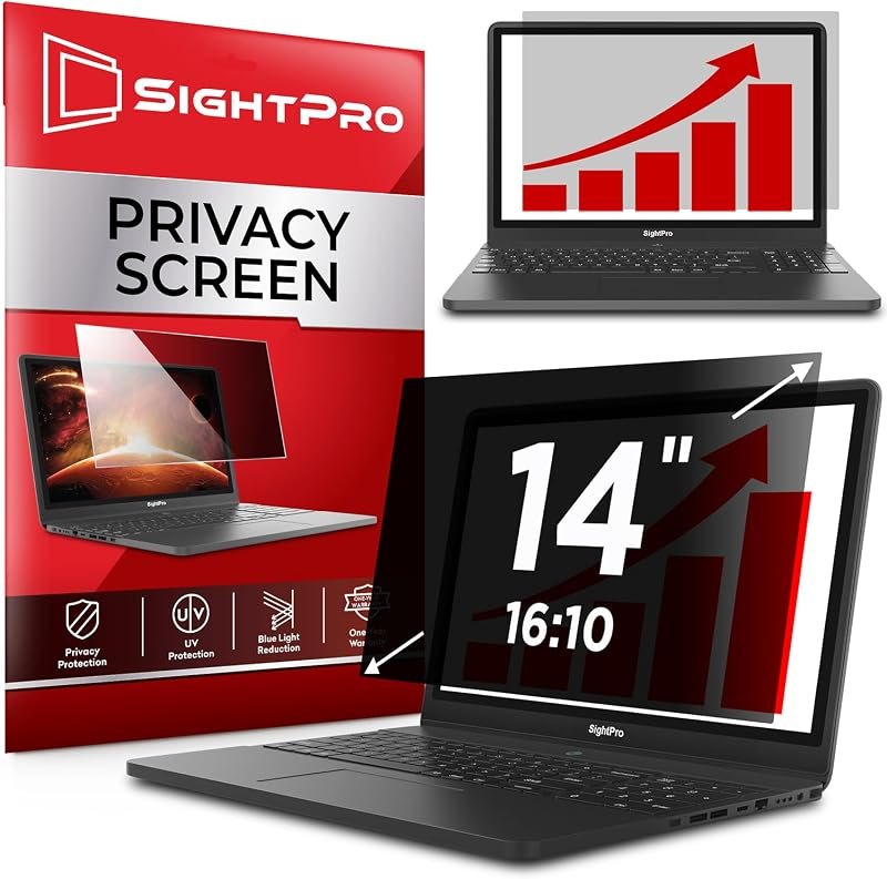 SightPro 14 Inch 16:10 Laptop Privacy Screen Filter - Computer Monitor Privacy Shield and Anti-Glare Protector — best
