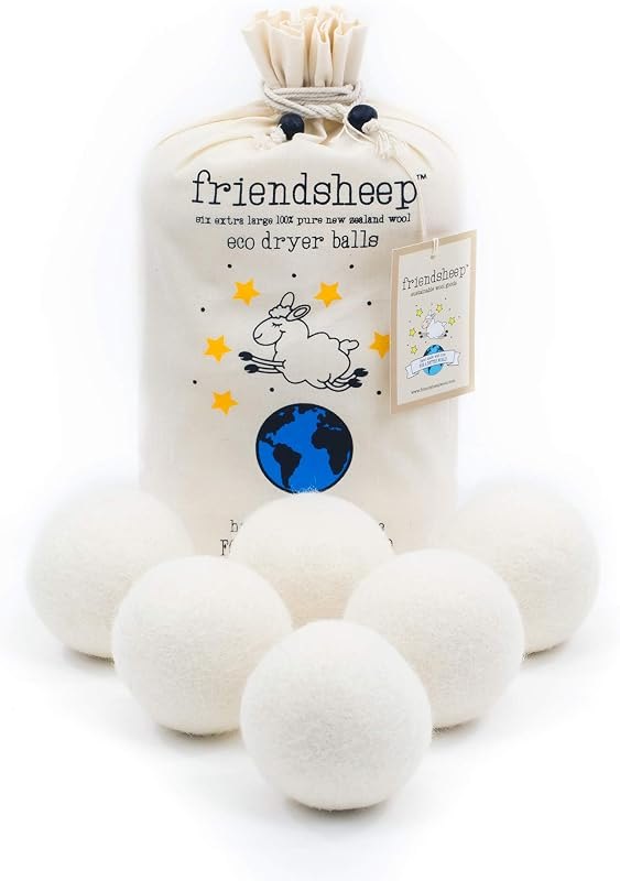 Friendsheep Wool Dryer Balls, Organic Reusable Fabric Softener Alternative for Laundry, Handmade, Fair Trade