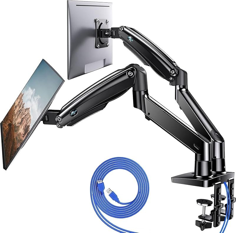 HUANUO Dual Monitor Stand for 13″ — monitor arm for best standing desk accessories best rated