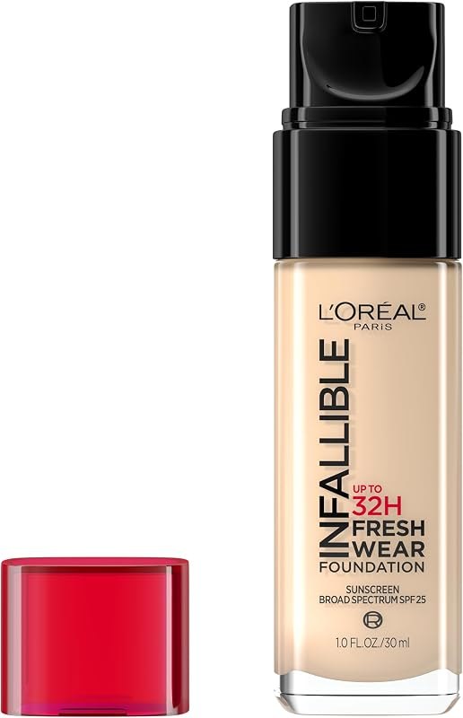 L'Oreal Paris Makeup Infallible Up to 32 Hour Fresh Wear Lightweight Foundation, 411 Beige Ivory, 1 Fl Oz, Packaging
