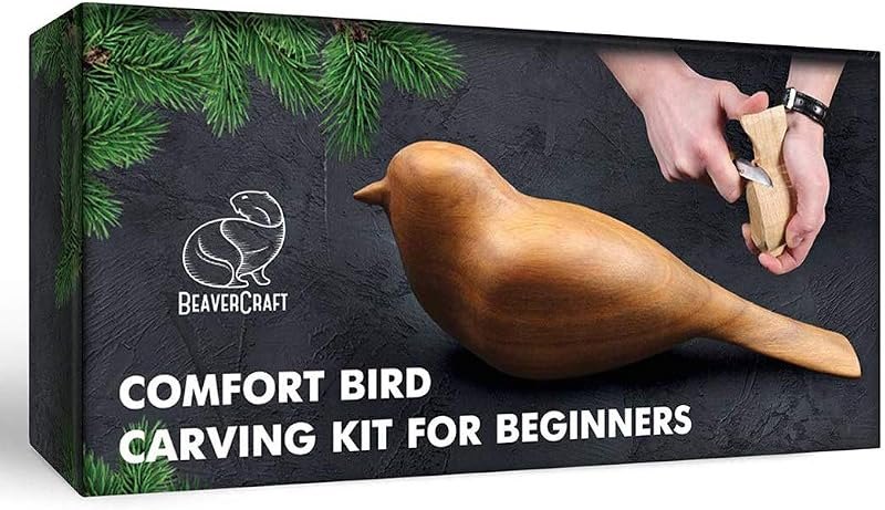 BeaverCraft Wood Carving Kit Comfort Bird DIY Kits for Adults Hobbies Whittling Knife Kit for Beginners & Kids Adult