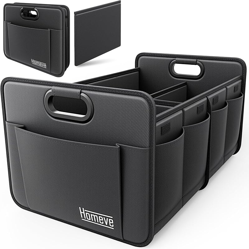 Homeve Car Trunk Organizer for SUV, 18.5Gal Large Capacity No-Sag Heavy Duty, Foldable Waterproof Anti-Slip Storage