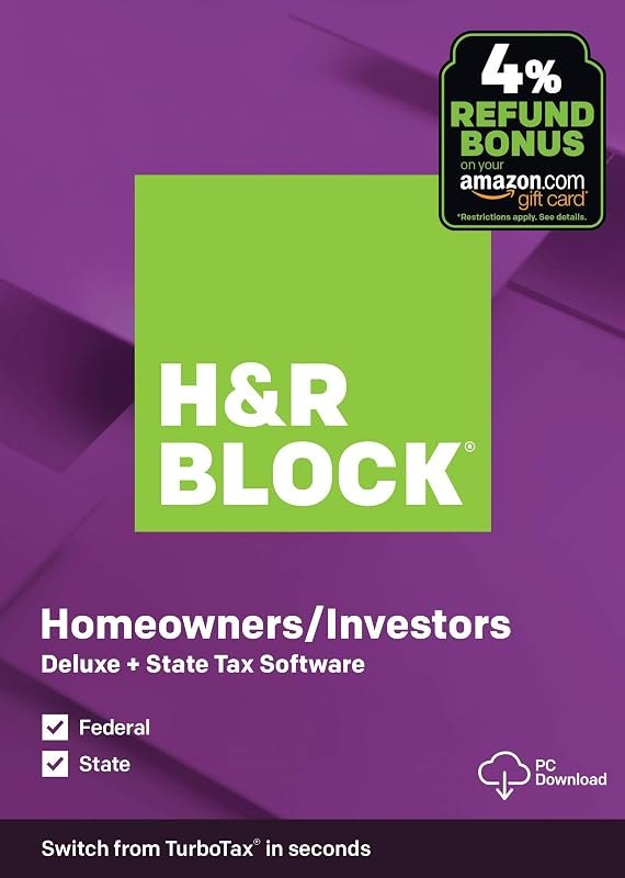 [OLD VERSION] H&R Block Tax Software Deluxe + State 2019 [Amazon Exclusive] [PC Download] — Financial software