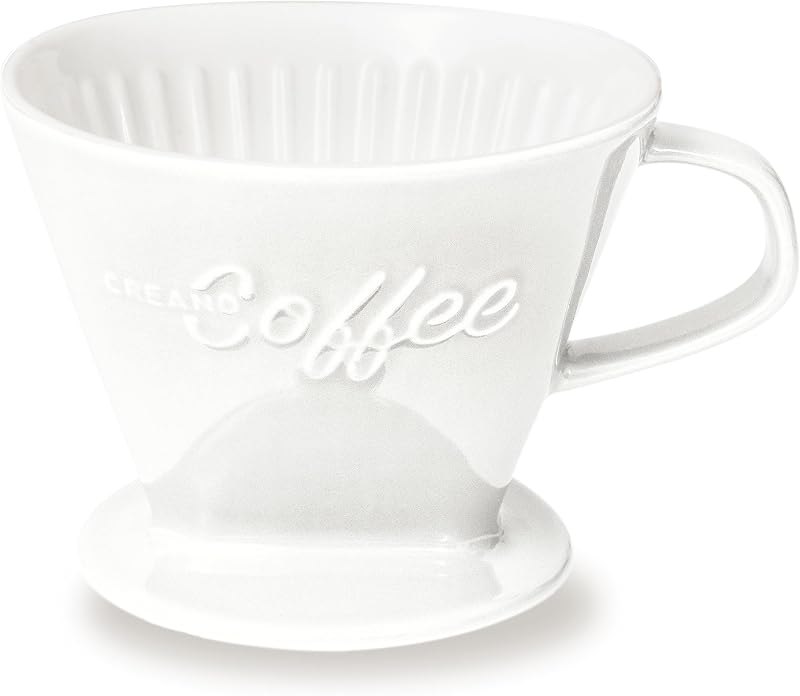 Creano XXL Porcelain Coffee Dripper White - Ceramic Cone Brewer - Pour Over Coffee Maker - Filter Size 4 - huge and