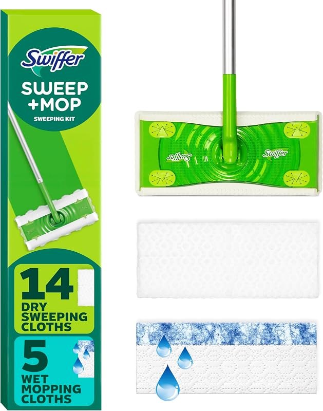 Swiffer Sweeper 2-in-1 Mops for Floor Cleaning, Dry and Wet Multi Surface Floor Cleaner, Sweeping and Mopping Starter