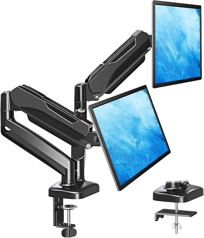 MOUNTUP Dual Monitor Stand for Desk, Monitor Arms for 2 Monitors 32 27 24 22 Inches, Height Adjustable Double Monitor