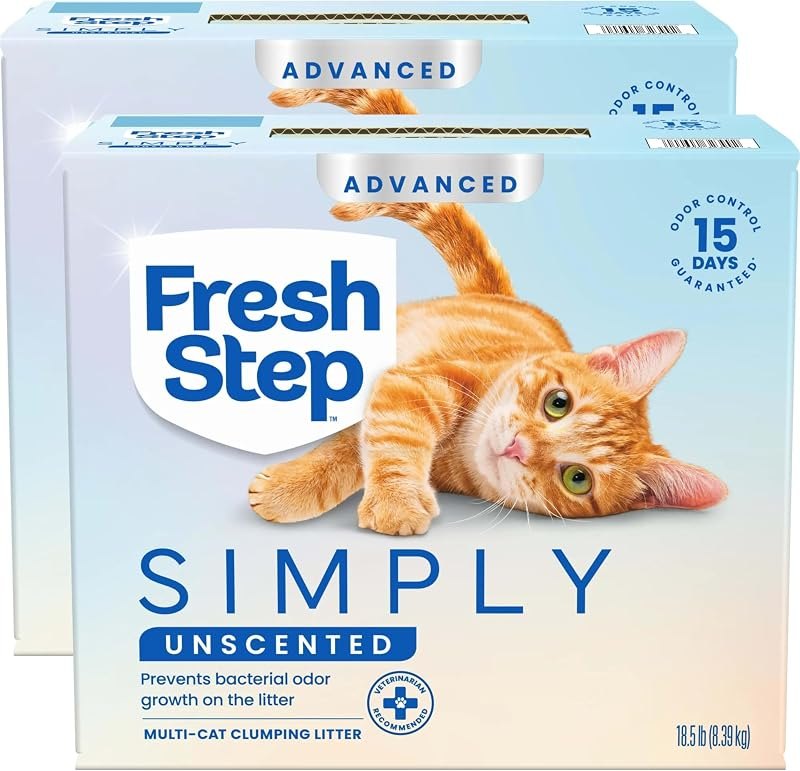 Fresh Step Advanced Simply Unscented Multi Cat Clumping Litter, 18.5lb, 2Pk — clumping for best cat litter box best