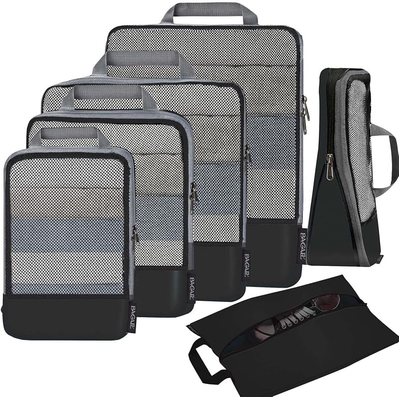 BAGAIL 4 Set/6 Set/8 Set Compression Packing Cubes Travel Accessories Expandable Packing Organizers (Half Mesh