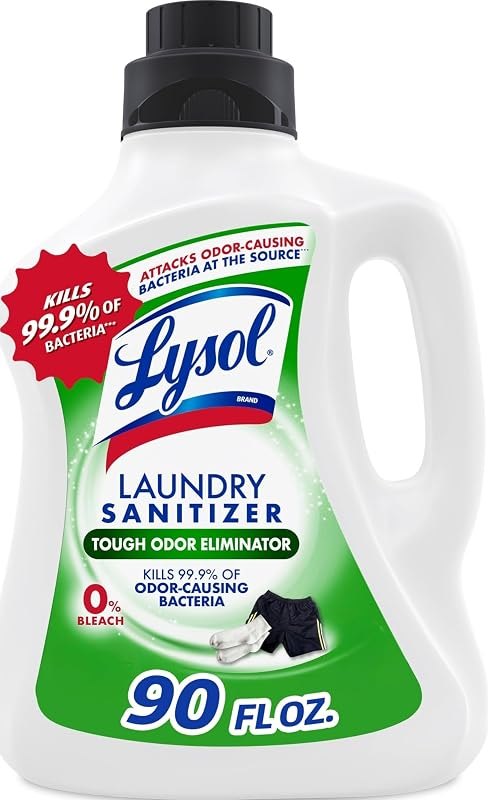 Lysol Tough Odor Eliminator Laundry Sanitizer Additive, Sanitizing Liquid for Gym Clothes and Activewear, 0% Bleach