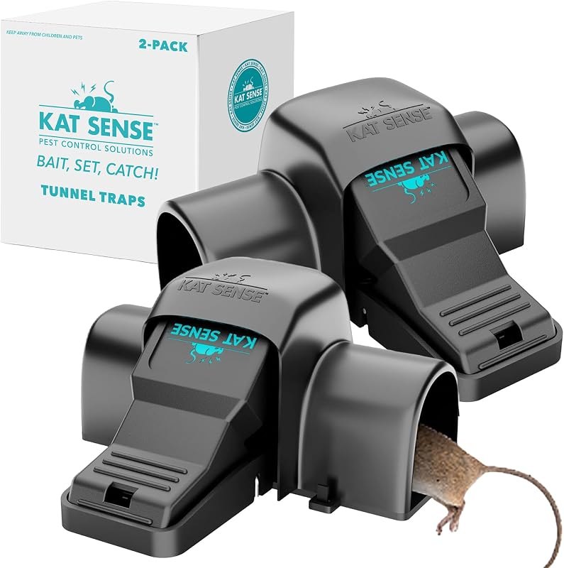 Kat Sense Covered Rat Trap & Chipmunk Trap, Prevents Accidental Triggering with Tunnel Design, Quick Action Pest