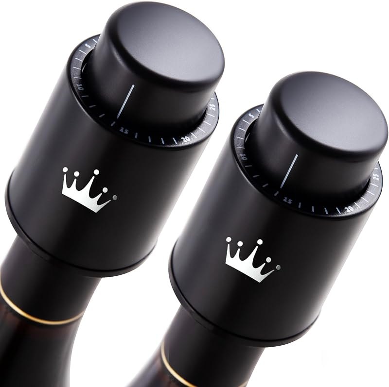 VINABON Vacuum Wine Stopper Set [Pack of 2] - Updated 2026 Preserves Freshness and Flavor for 15 Days. Improved One