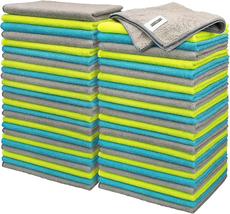FIXSMITH Microfiber Cleaning Cloth - Pack of 50, Microfiber Towels for Cars 16 x 12 in, Highly Absorbent Cleaning