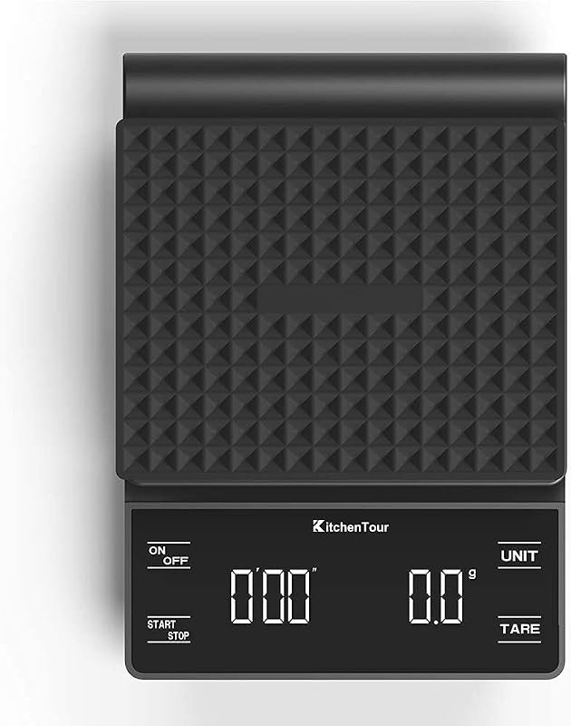 KitchenTour Coffee Scale with Timer 3kg/0.1g High Precision Pour Over Drip Espresso Scale with Back-Lit LCD Display