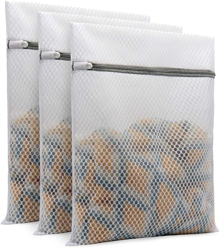 Muchfun 3Pcs Durable Honeycomb Mesh Laundry Bags for Delicates 12x16 Inches — delicates bag for mesh laundry bag