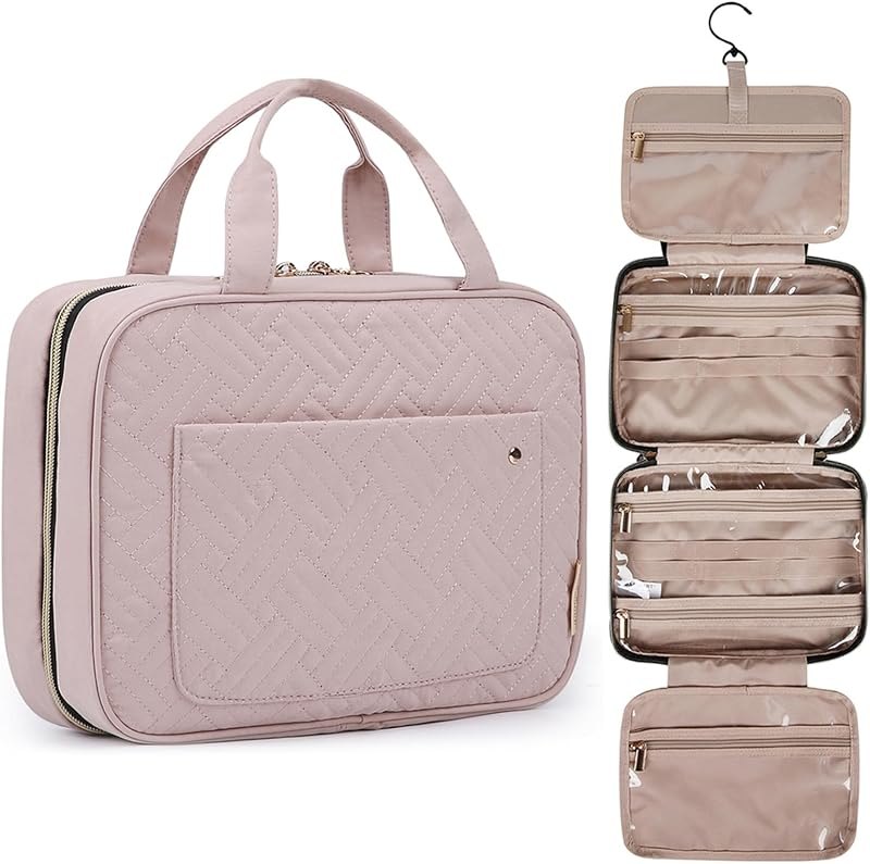 BAGSMART Large Toiletry Bag Travel Bag with Hanging Hook, Water-resistant Makeup Cosmetic Bag Travel Organizer for