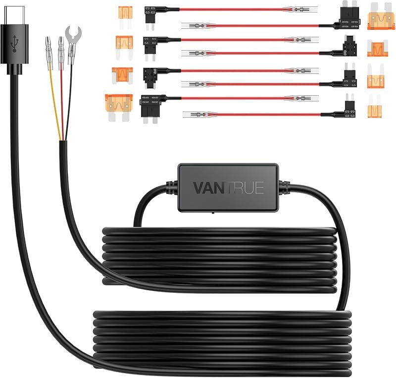 Vantrue 11.5ft USB-C Hardwire Kit, Compatible with All Vantrue Dashcams — hardwire for best dash cam best rated