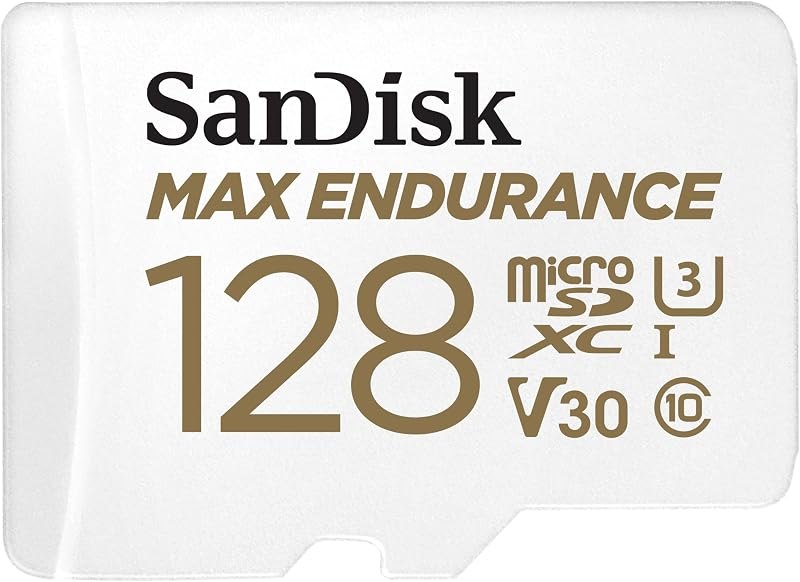 SANDISK 128GB MAX Endurance microSDXC Card with Adapter for Home Security Cameras and Dash cams - C10, U3, V30, 4K
